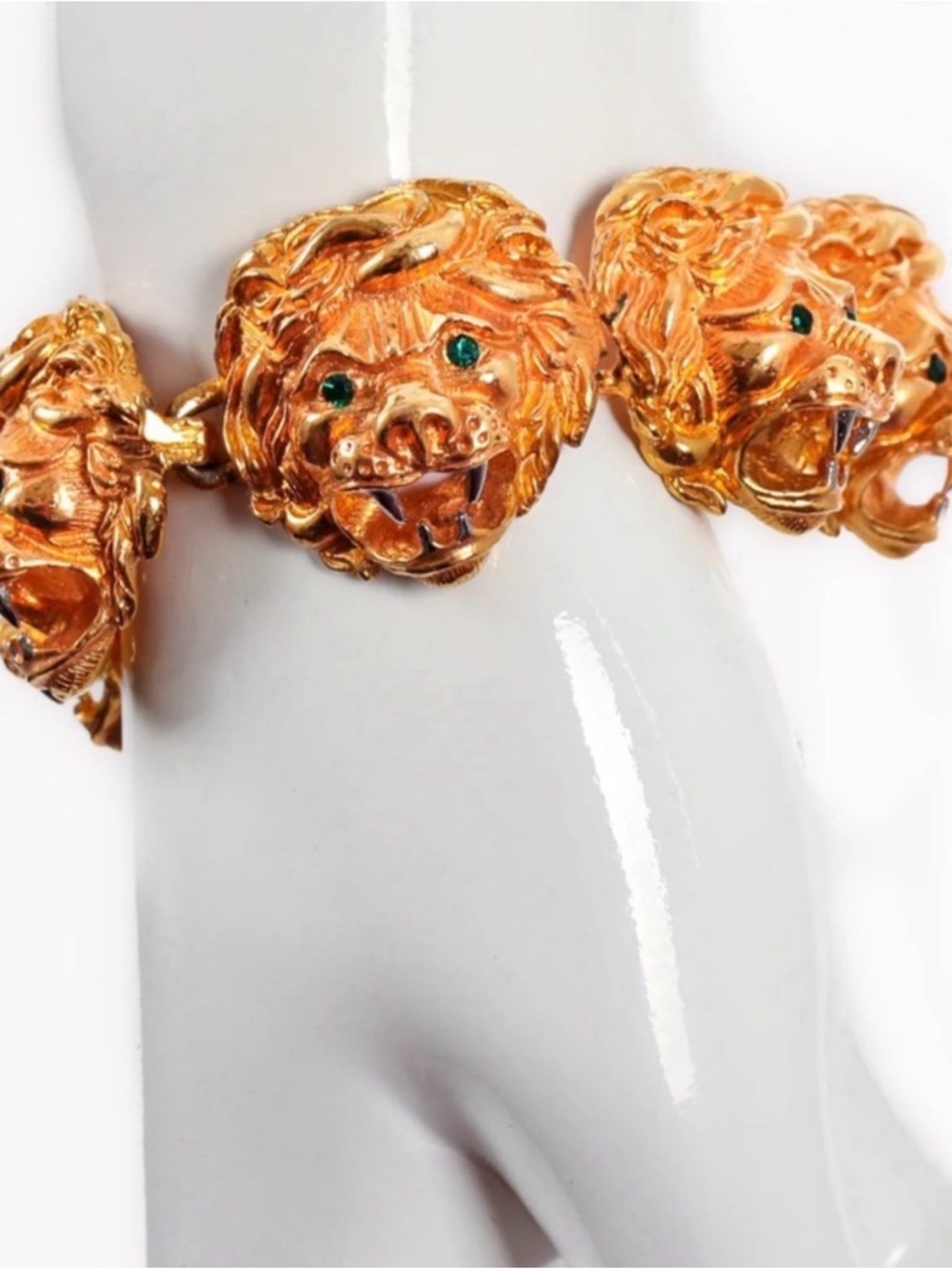 Vintage Judith Leiber Majestic LeonCollar Bracelet with Green Eyes